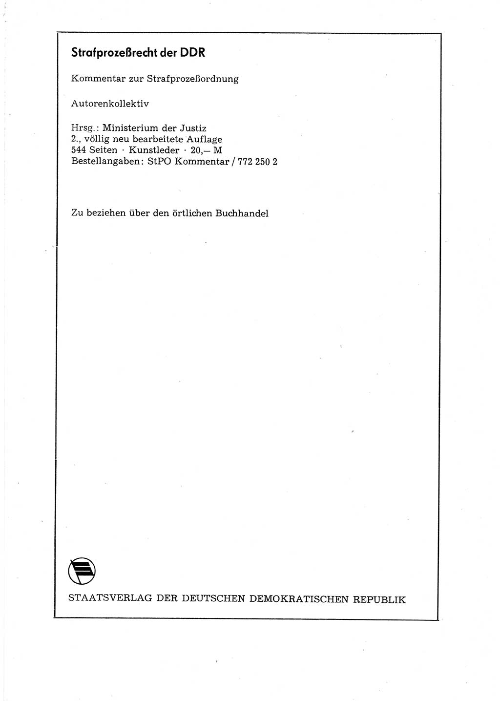 Strafgesetzbuch (StGB) der Deutschen Demokratischen Republik (DDR) 1987, Seite 109 (StGB DDR 1987, S. 109)