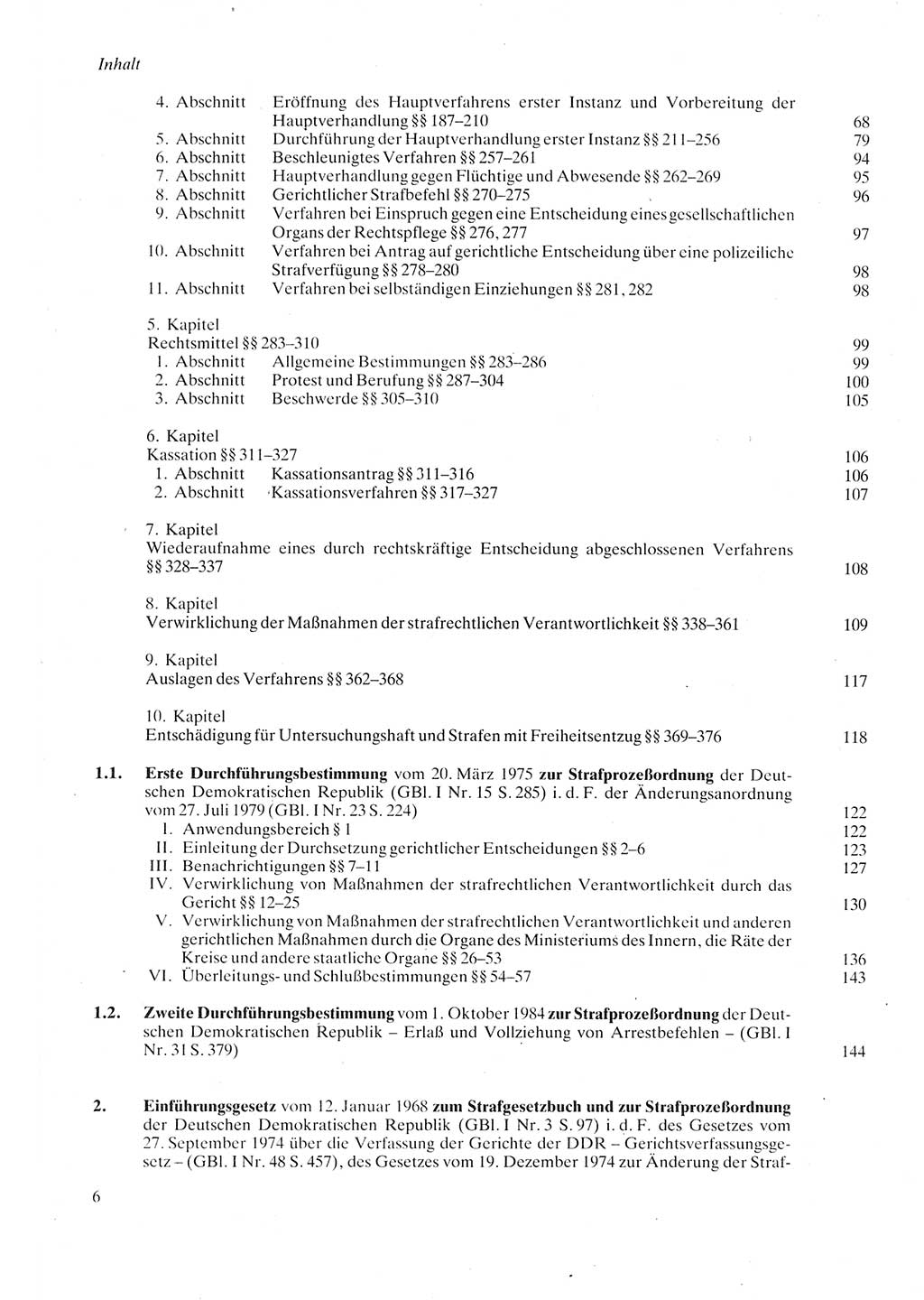 Strafprozeßordnung (StPO) der Deutschen Demokratischen Republik (DDR) sowie angrenzende Gesetze und Bestimmungen 1987, Seite 6 (StPO DDR Ges. Best. 1987, S. 6)