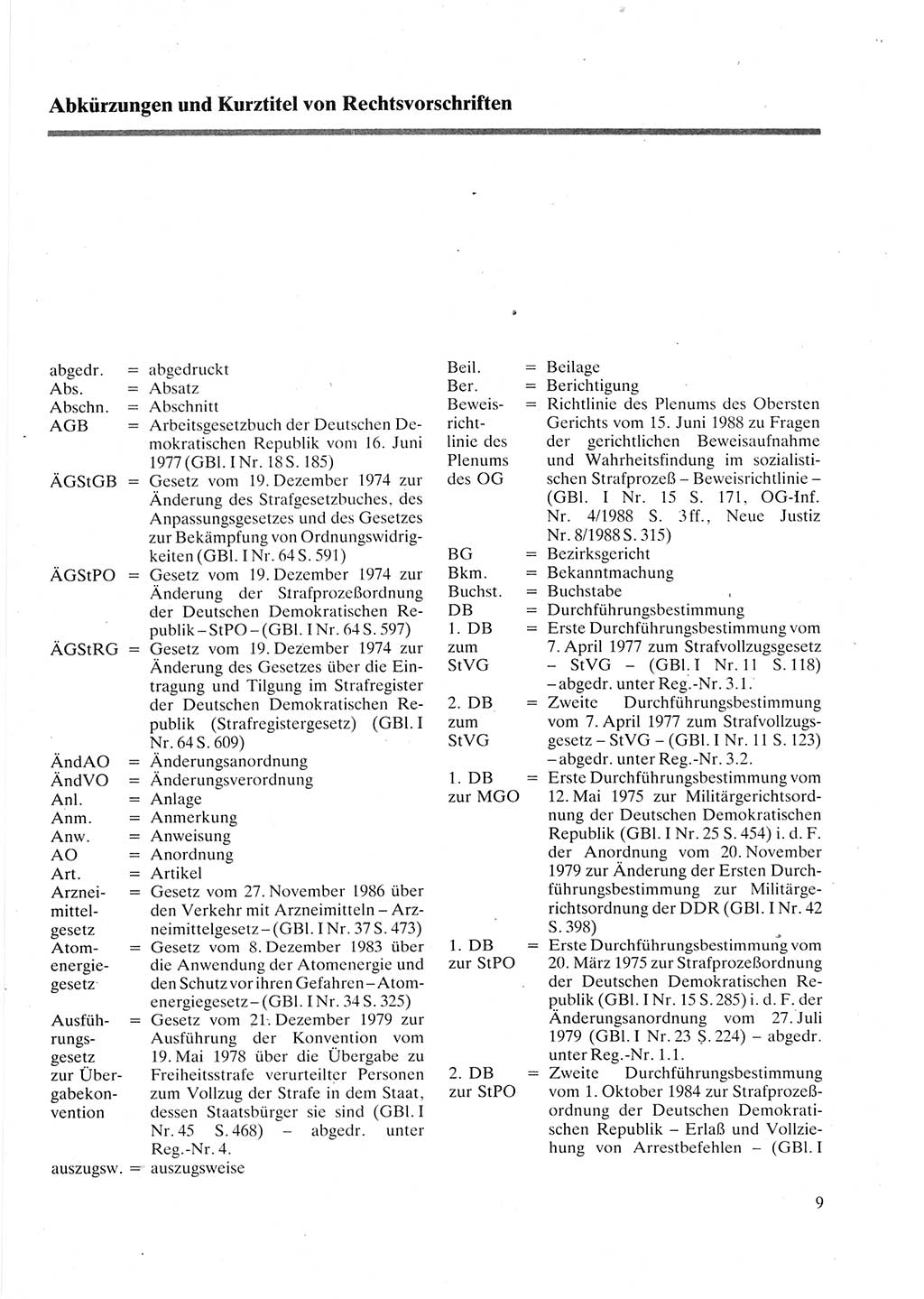 Strafprozeßordnung (StPO) der Deutschen Demokratischen Republik (DDR) sowie angrenzende Gesetze und Bestimmungen 1987, Seite 9 (StPO DDR Ges. Best. 1987, S. 9)