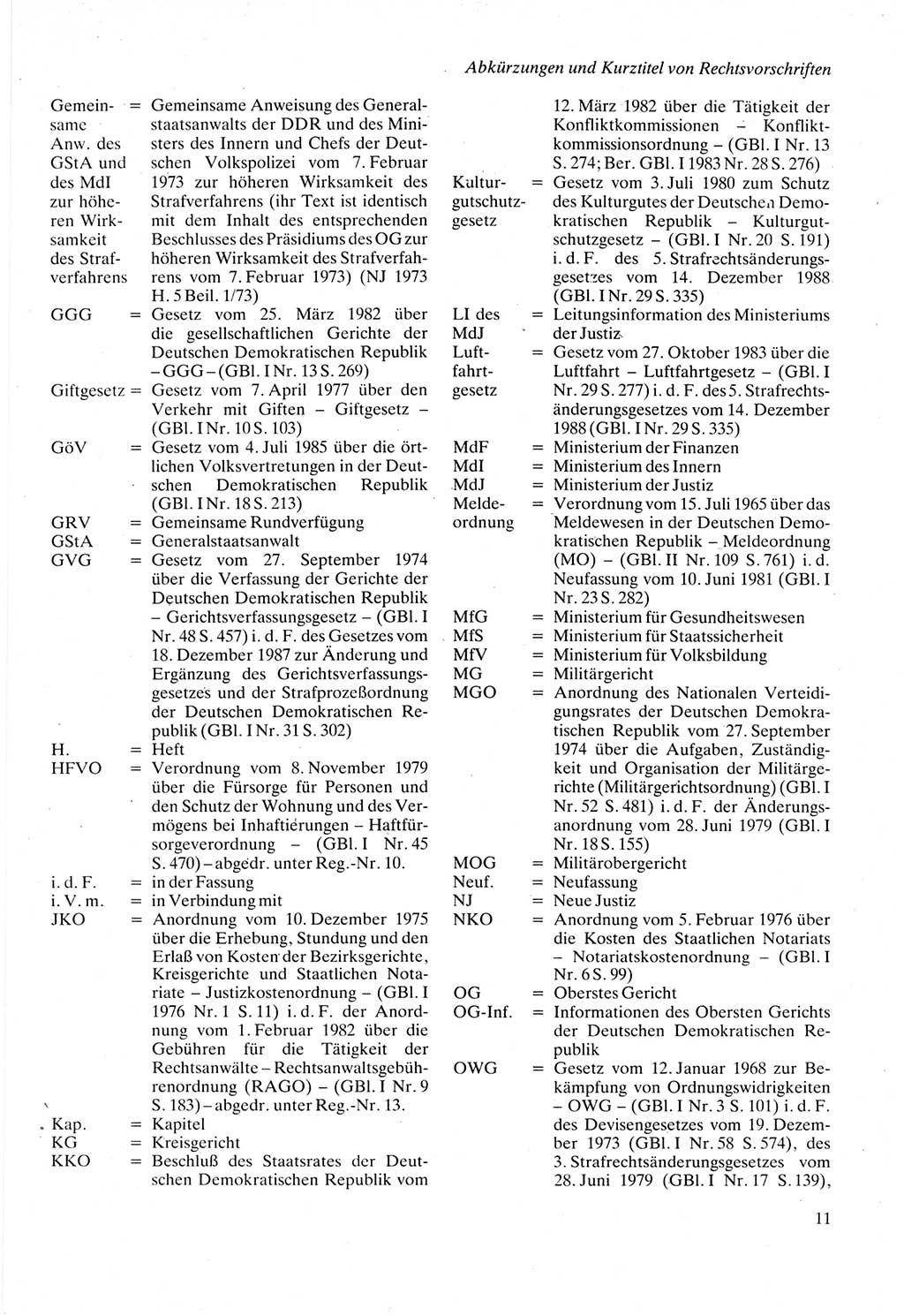 Strafprozeßordnung (StPO) der Deutschen Demokratischen Republik (DDR) sowie angrenzende Gesetze und Bestimmungen 1987, Seite 11 (StPO DDR Ges. Best. 1987, S. 11)