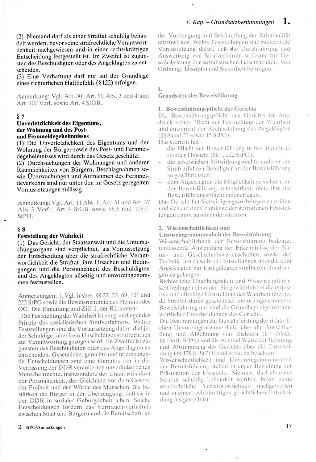 Strafprozeßordnung (StPO) der Deutschen Demokratischen Republik (DDR) sowie angrenzende Gesetze und Bestimmungen 1987, Seite 17 (StPO DDR Ges. Best. 1987, S. 17)