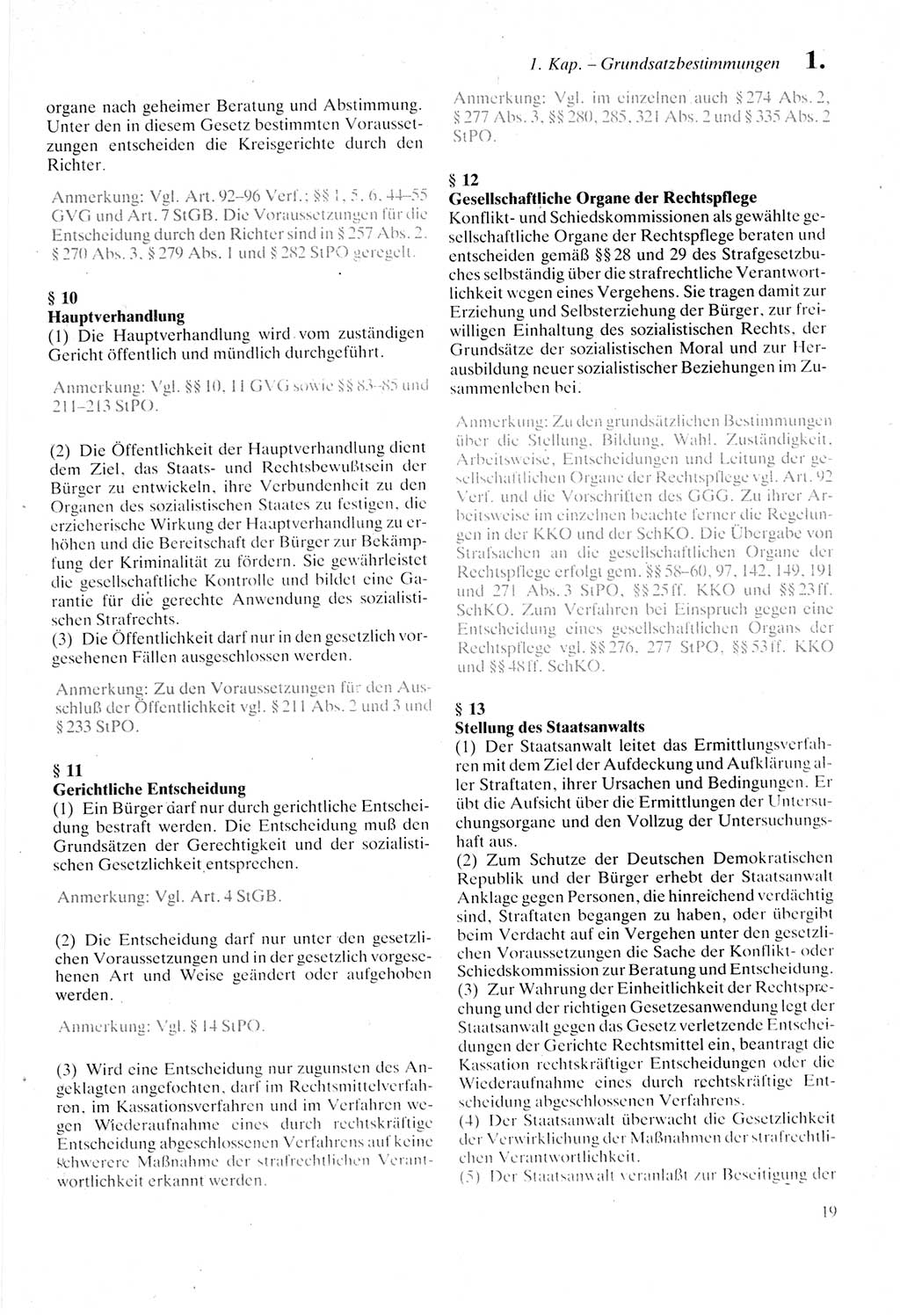 Strafprozeßordnung (StPO) der Deutschen Demokratischen Republik (DDR) sowie angrenzende Gesetze und Bestimmungen 1987, Seite 19 (StPO DDR Ges. Best. 1987, S. 19)