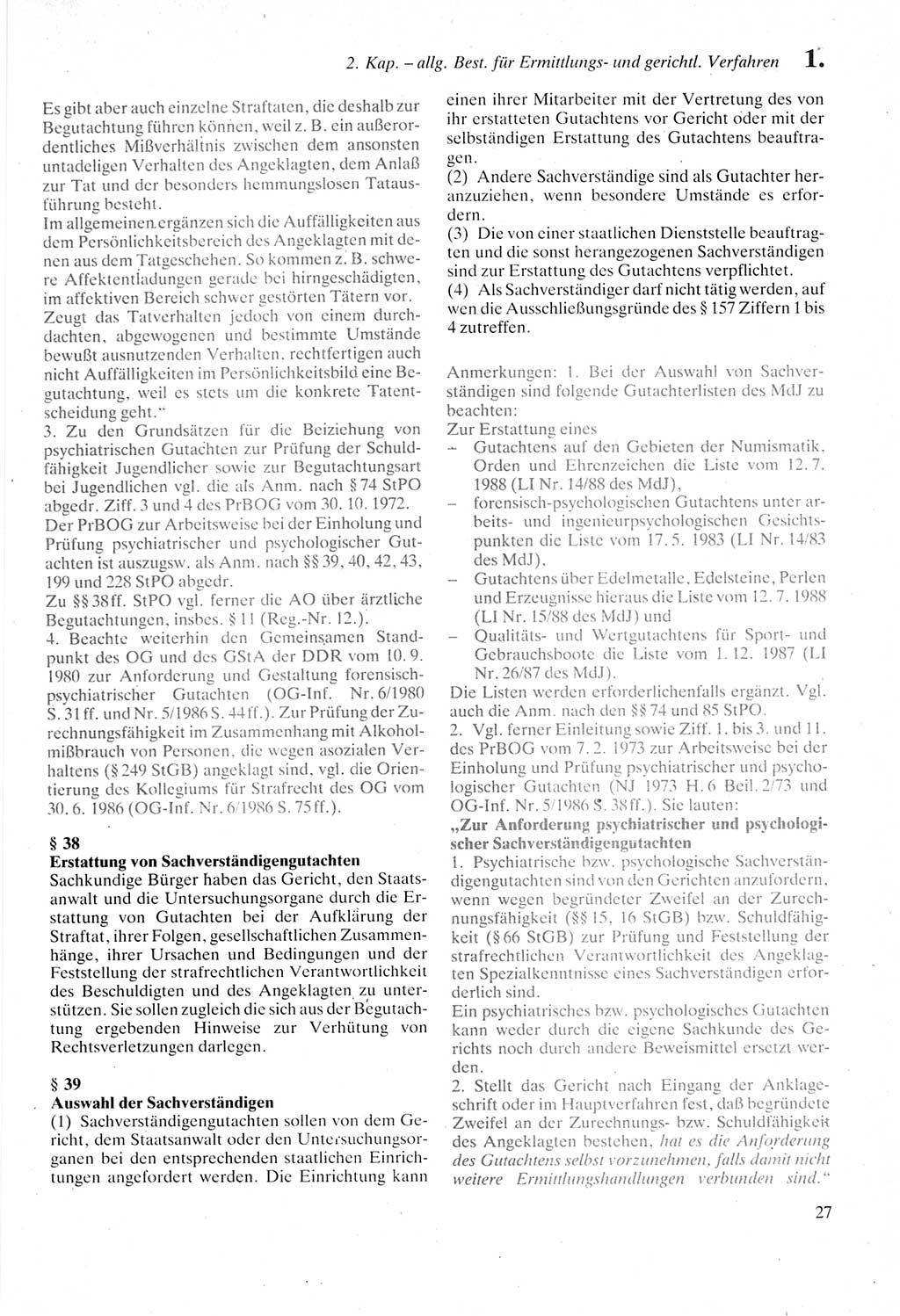 Strafprozeßordnung (StPO) der Deutschen Demokratischen Republik (DDR) sowie angrenzende Gesetze und Bestimmungen 1987, Seite 27 (StPO DDR Ges. Best. 1987, S. 27)