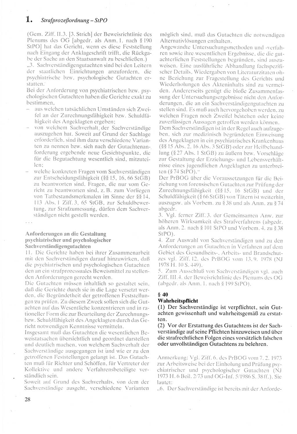 Strafprozeßordnung (StPO) der Deutschen Demokratischen Republik (DDR) sowie angrenzende Gesetze und Bestimmungen 1987, Seite 28 (StPO DDR Ges. Best. 1987, S. 28)