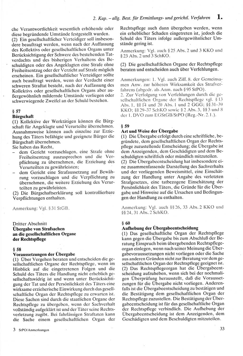 Strafprozeßordnung (StPO) der Deutschen Demokratischen Republik (DDR) sowie angrenzende Gesetze und Bestimmungen 1987, Seite 33 (StPO DDR Ges. Best. 1987, S. 33)