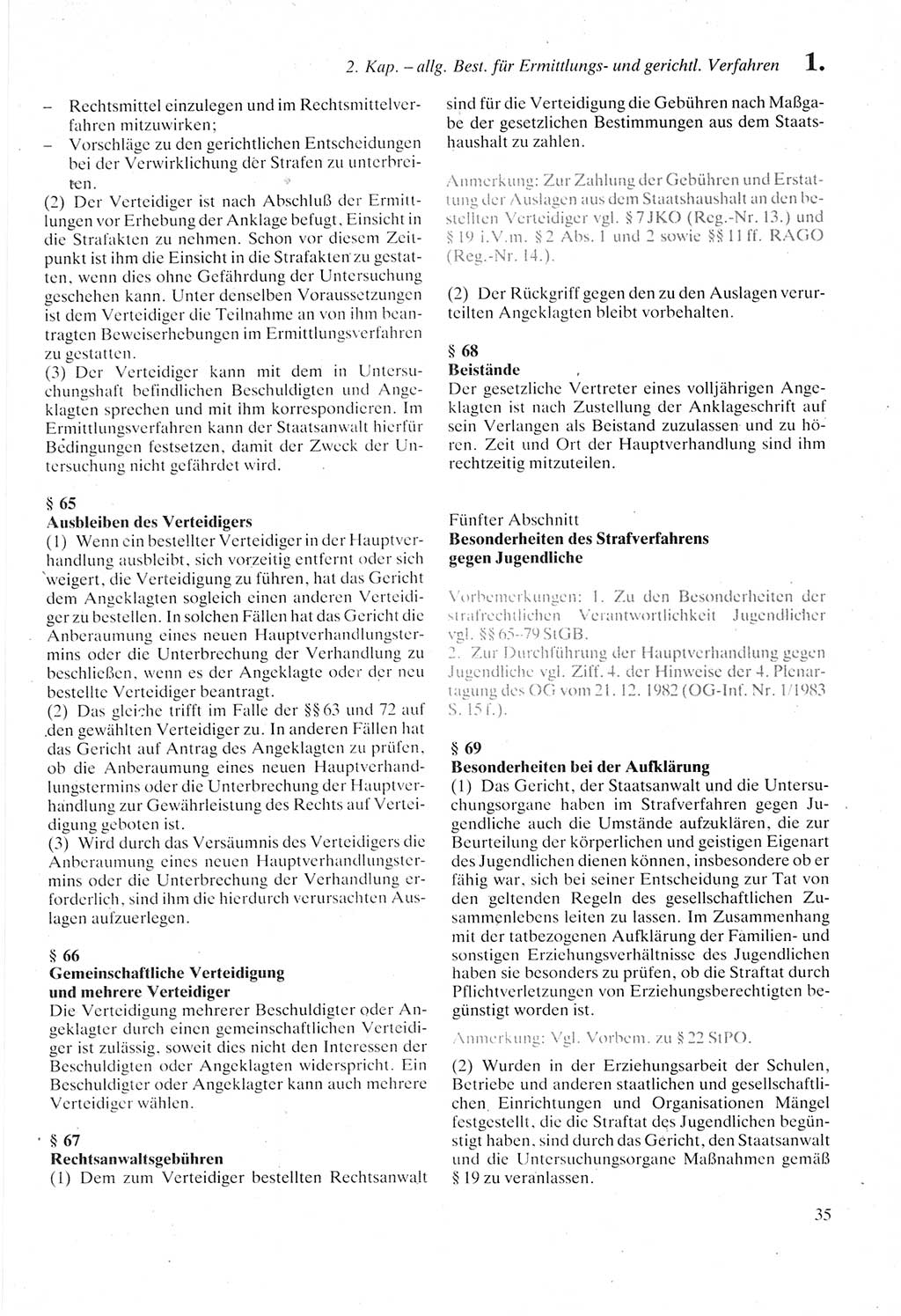 Strafprozeßordnung (StPO) der Deutschen Demokratischen Republik (DDR) sowie angrenzende Gesetze und Bestimmungen 1987, Seite 35 (StPO DDR Ges. Best. 1987, S. 35)