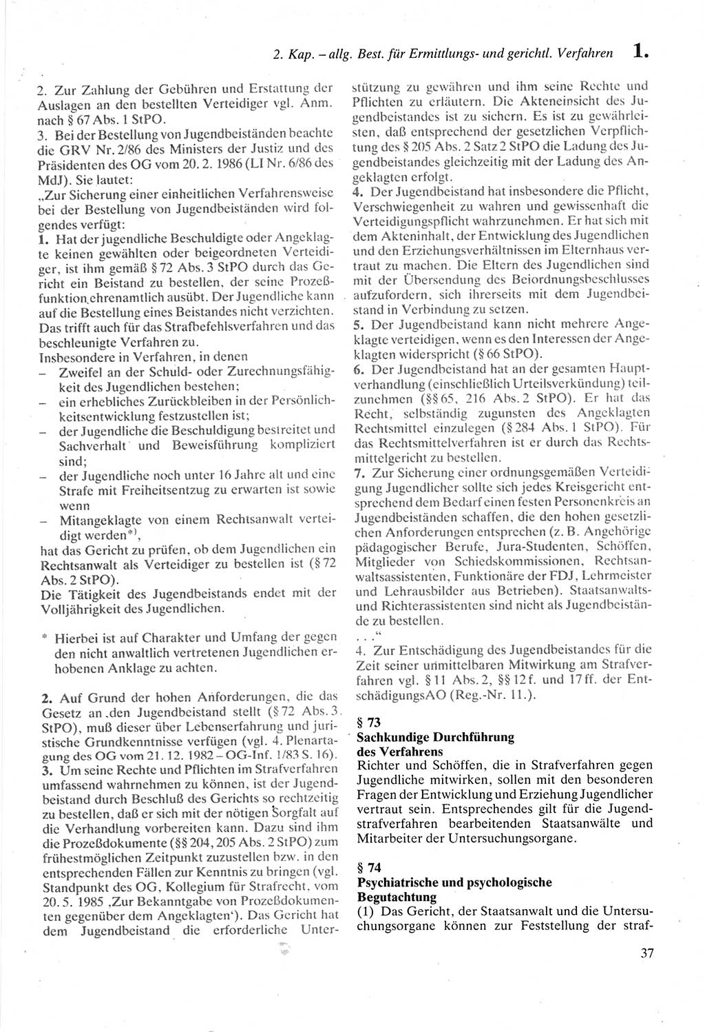 Strafprozeßordnung (StPO) der Deutschen Demokratischen Republik (DDR) sowie angrenzende Gesetze und Bestimmungen 1987, Seite 37 (StPO DDR Ges. Best. 1987, S. 37)