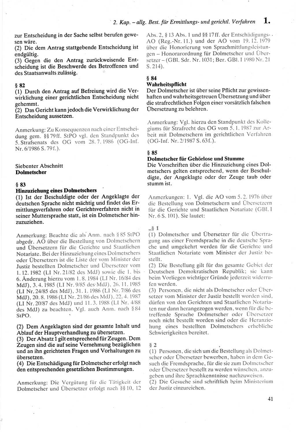 Strafprozeßordnung (StPO) der Deutschen Demokratischen Republik (DDR) sowie angrenzende Gesetze und Bestimmungen 1987, Seite 41 (StPO DDR Ges. Best. 1987, S. 41)