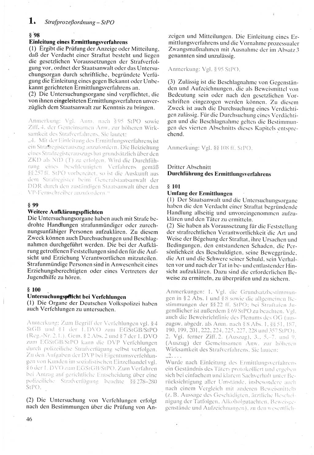 Strafprozeßordnung (StPO) der Deutschen Demokratischen Republik (DDR) sowie angrenzende Gesetze und Bestimmungen 1987, Seite 46 (StPO DDR Ges. Best. 1987, S. 46)