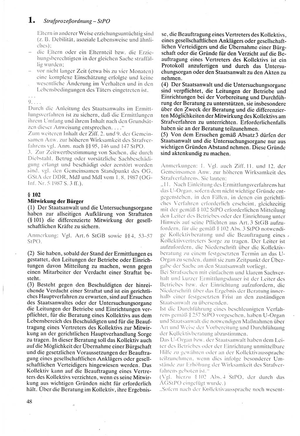 Strafprozeßordnung (StPO) der Deutschen Demokratischen Republik (DDR) sowie angrenzende Gesetze und Bestimmungen 1987, Seite 48 (StPO DDR Ges. Best. 1987, S. 48)