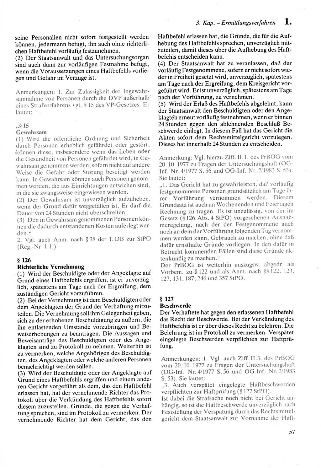 Strafprozeßordnung (StPO) der Deutschen Demokratischen Republik (DDR) sowie angrenzende Gesetze und Bestimmungen 1987, Seite 57 (StPO DDR Ges. Best. 1987, S. 57)