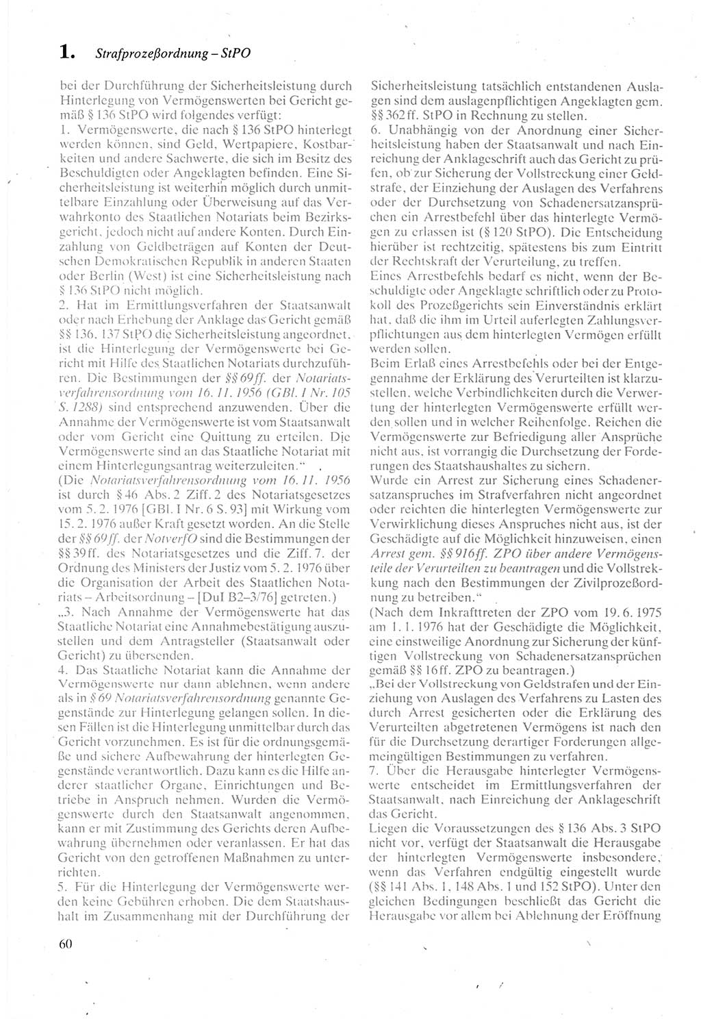 Strafprozeßordnung (StPO) der Deutschen Demokratischen Republik (DDR) sowie angrenzende Gesetze und Bestimmungen 1987, Seite 60 (StPO DDR Ges. Best. 1987, S. 60)