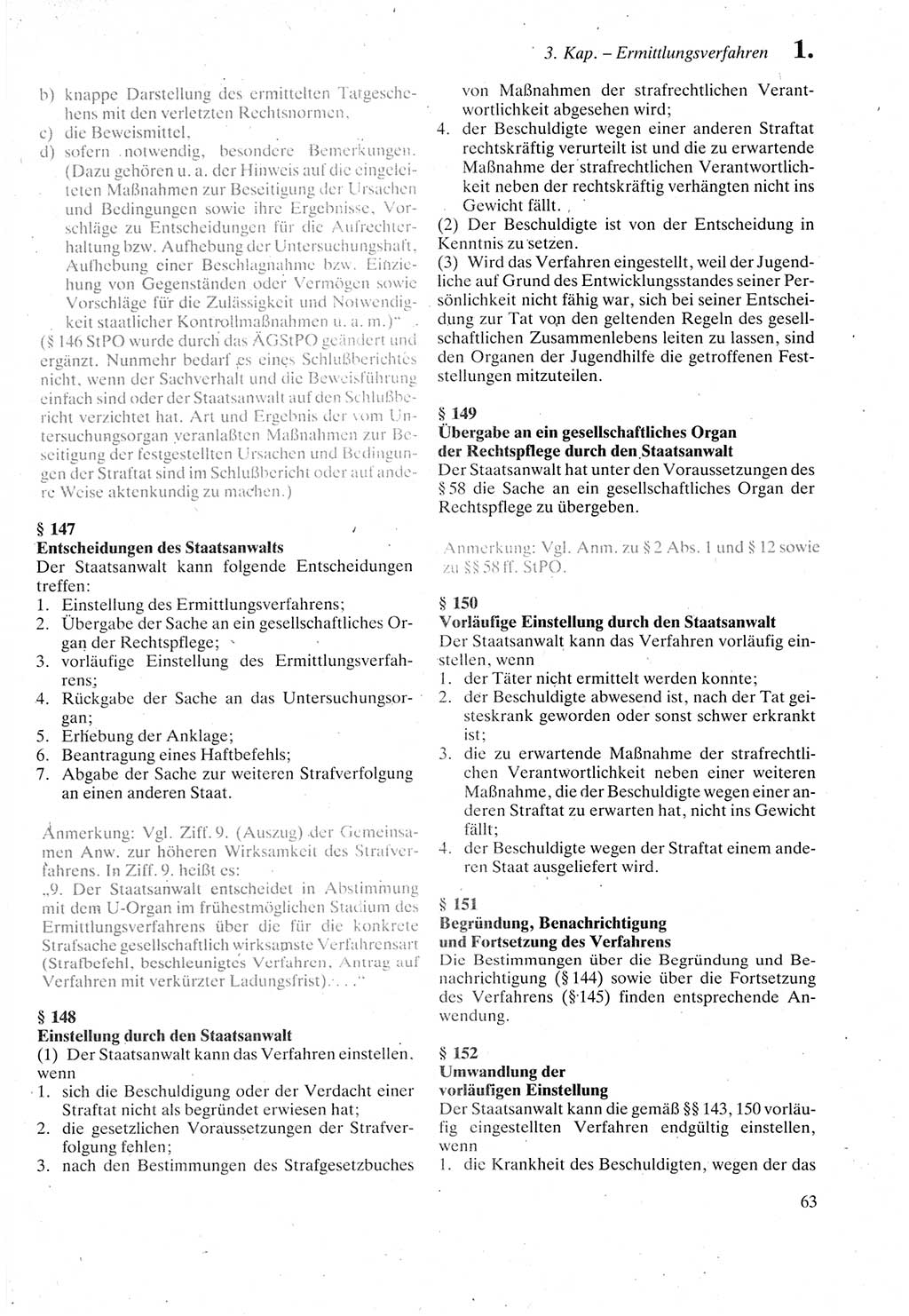 Strafprozeßordnung (StPO) der Deutschen Demokratischen Republik (DDR) sowie angrenzende Gesetze und Bestimmungen 1987, Seite 63 (StPO DDR Ges. Best. 1987, S. 63)