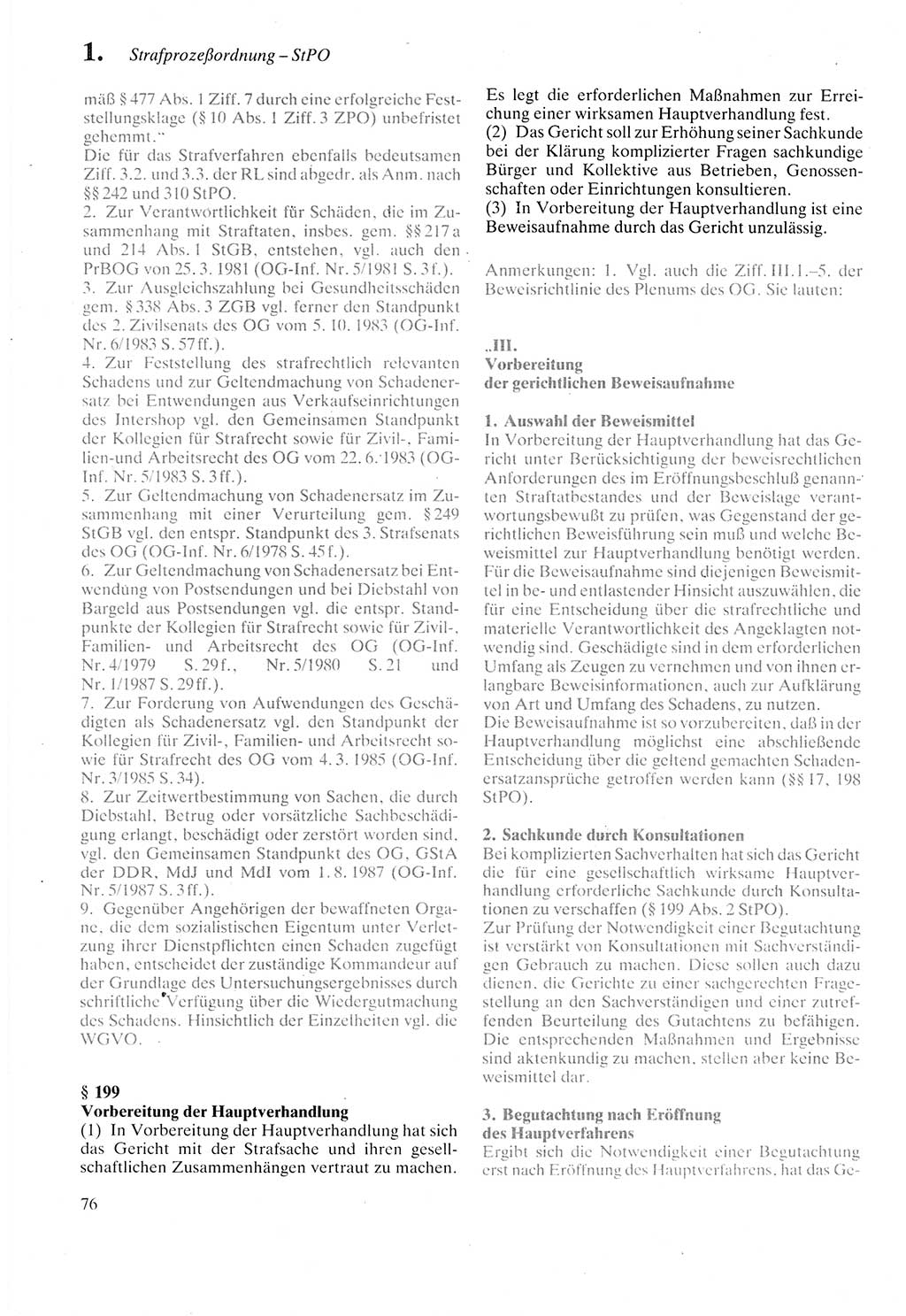 Strafprozeßordnung (StPO) der Deutschen Demokratischen Republik (DDR) sowie angrenzende Gesetze und Bestimmungen 1987, Seite 76 (StPO DDR Ges. Best. 1987, S. 76)