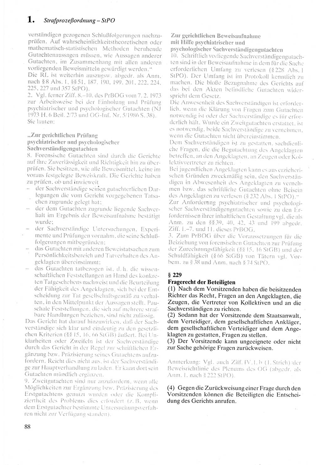 Strafprozeßordnung (StPO) der Deutschen Demokratischen Republik (DDR) sowie angrenzende Gesetze und Bestimmungen 1987, Seite 88 (StPO DDR Ges. Best. 1987, S. 88)