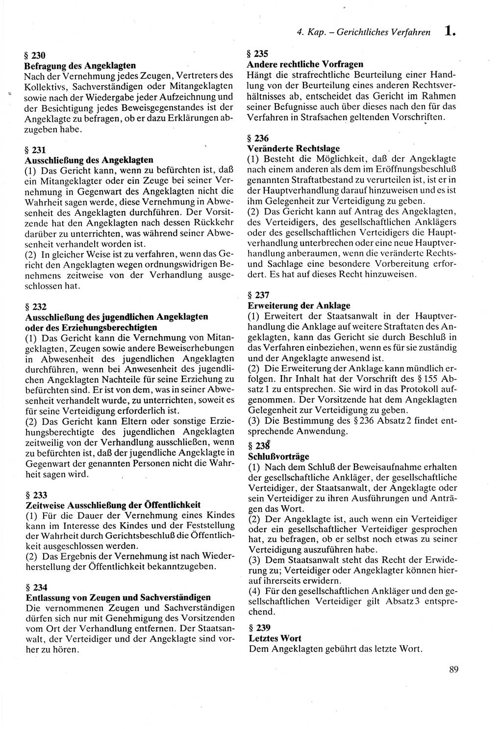 Strafprozeßordnung (StPO) der Deutschen Demokratischen Republik (DDR) sowie angrenzende Gesetze und Bestimmungen 1987, Seite 89 (StPO DDR Ges. Best. 1987, S. 89)