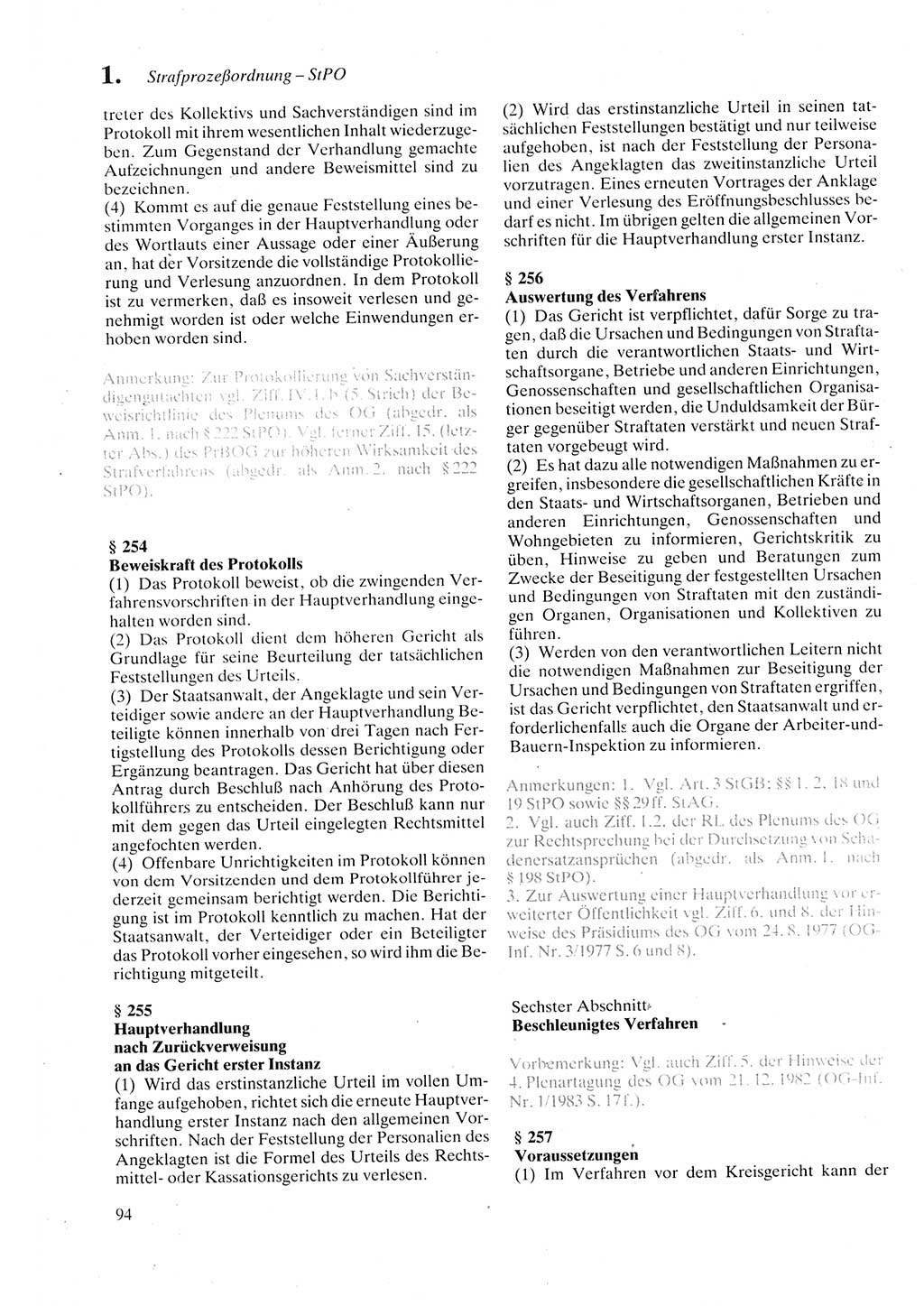 Strafprozeßordnung (StPO) der Deutschen Demokratischen Republik (DDR) sowie angrenzende Gesetze und Bestimmungen 1987, Seite 94 (StPO DDR Ges. Best. 1987, S. 94)