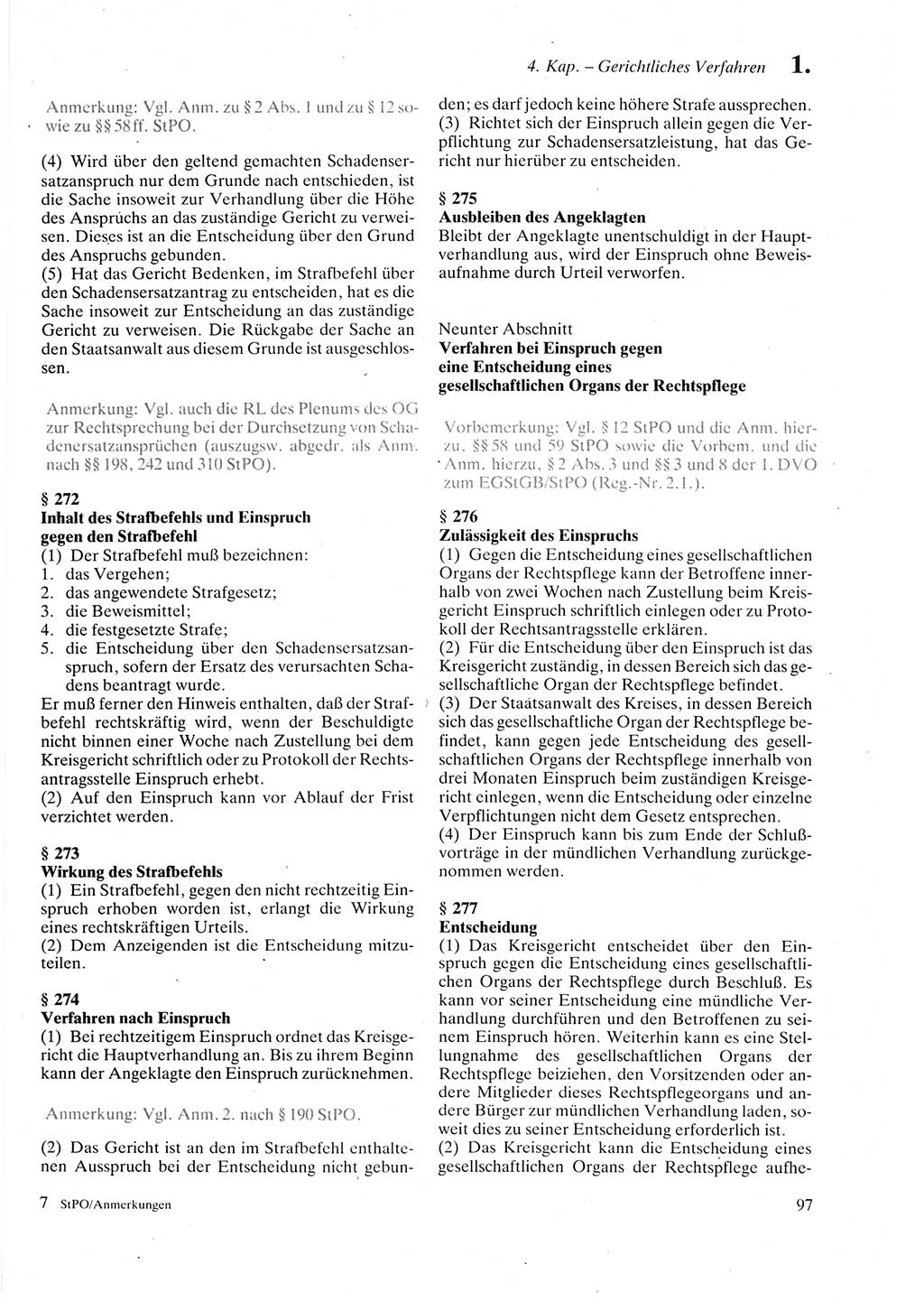 Strafprozeßordnung (StPO) der Deutschen Demokratischen Republik (DDR) sowie angrenzende Gesetze und Bestimmungen 1987, Seite 97 (StPO DDR Ges. Best. 1987, S. 97)