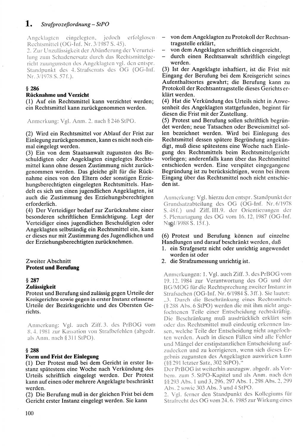 Strafprozeßordnung (StPO) der Deutschen Demokratischen Republik (DDR) sowie angrenzende Gesetze und Bestimmungen 1987, Seite 100 (StPO DDR Ges. Best. 1987, S. 100)