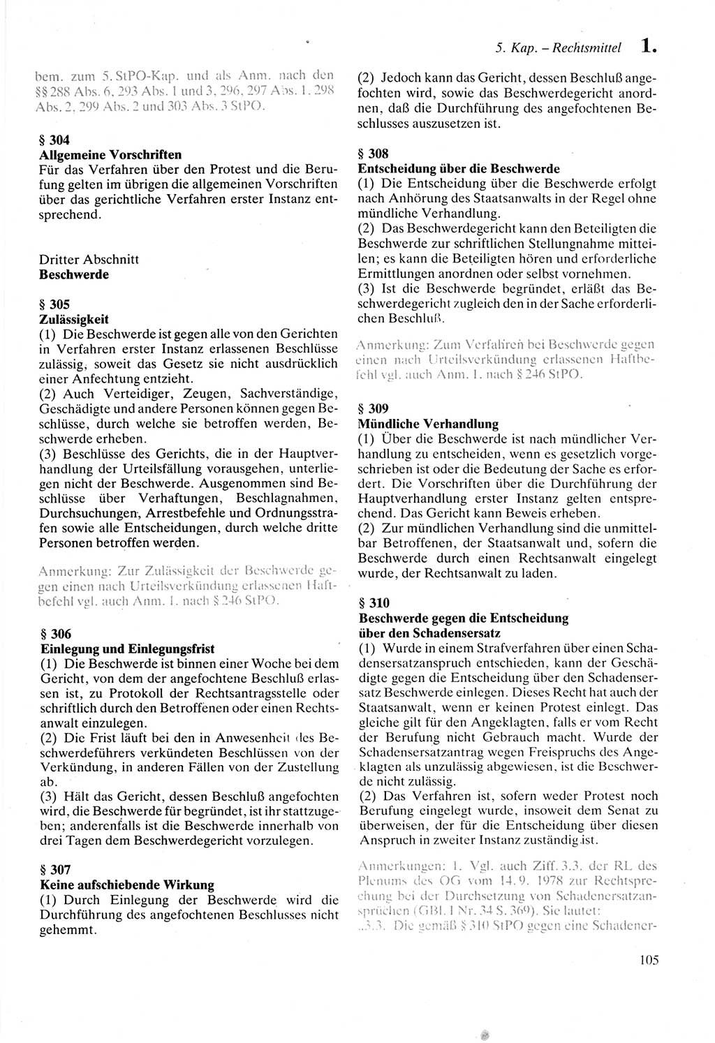 Strafprozeßordnung (StPO) der Deutschen Demokratischen Republik (DDR) sowie angrenzende Gesetze und Bestimmungen 1987, Seite 105 (StPO DDR Ges. Best. 1987, S. 105)