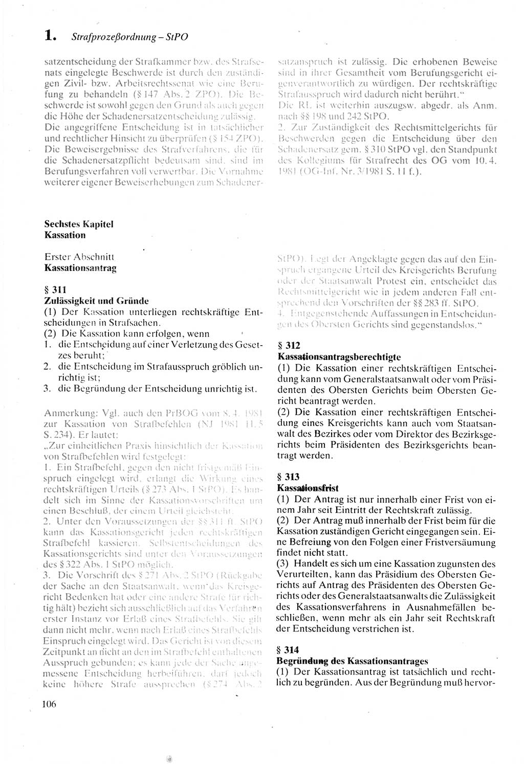 Strafprozeßordnung (StPO) der Deutschen Demokratischen Republik (DDR) sowie angrenzende Gesetze und Bestimmungen 1987, Seite 106 (StPO DDR Ges. Best. 1987, S. 106)