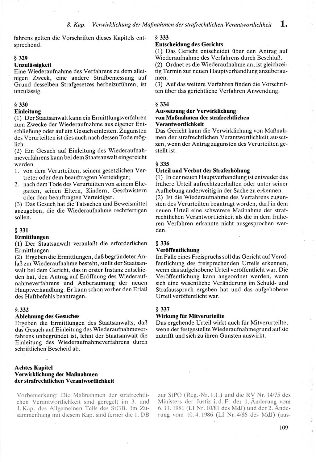 Strafprozeßordnung (StPO) der Deutschen Demokratischen Republik (DDR) sowie angrenzende Gesetze und Bestimmungen 1987, Seite 109 (StPO DDR Ges. Best. 1987, S. 109)