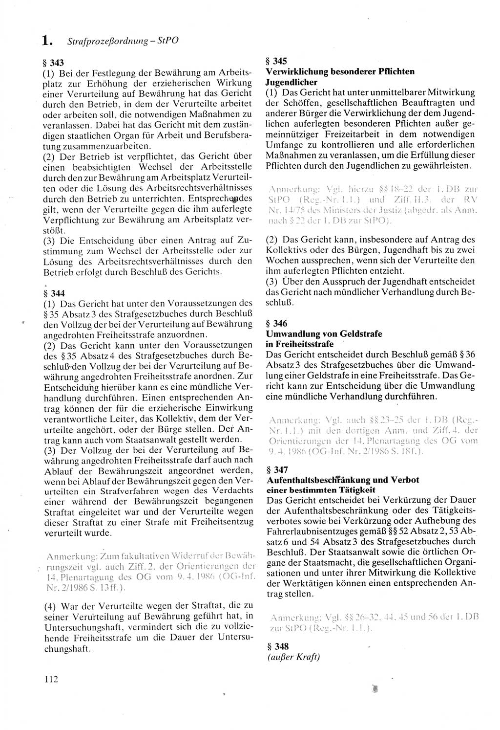Strafprozeßordnung (StPO) der Deutschen Demokratischen Republik (DDR) sowie angrenzende Gesetze und Bestimmungen 1987, Seite 112 (StPO DDR Ges. Best. 1987, S. 112)