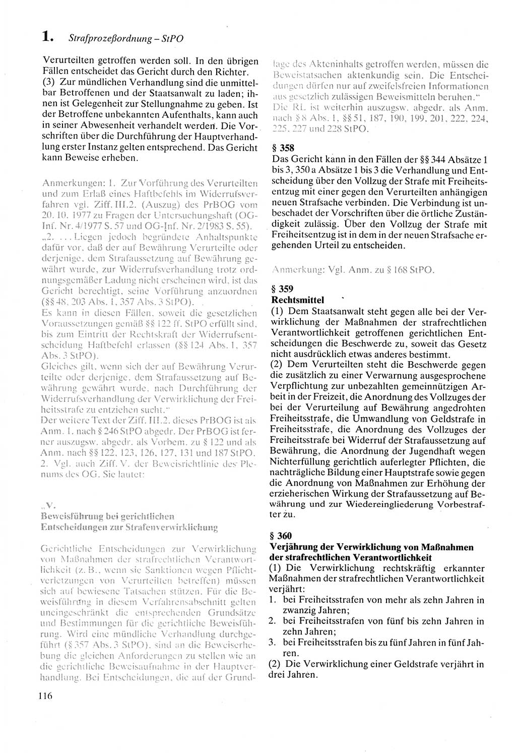 Strafprozeßordnung (StPO) der Deutschen Demokratischen Republik (DDR) sowie angrenzende Gesetze und Bestimmungen 1987, Seite 116 (StPO DDR Ges. Best. 1987, S. 116)