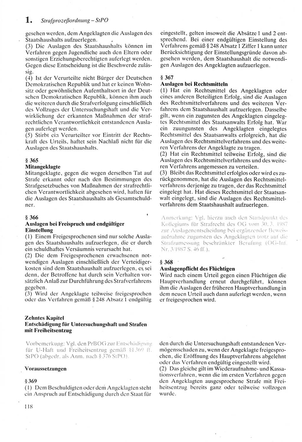Strafprozeßordnung (StPO) der Deutschen Demokratischen Republik (DDR) sowie angrenzende Gesetze und Bestimmungen 1987, Seite 118 (StPO DDR Ges. Best. 1987, S. 118)
