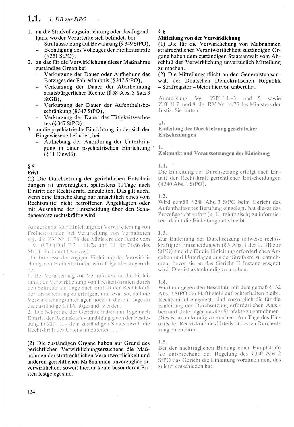 Strafprozeßordnung (StPO) der Deutschen Demokratischen Republik (DDR) sowie angrenzende Gesetze und Bestimmungen 1987, Seite 124 (StPO DDR Ges. Best. 1987, S. 124)