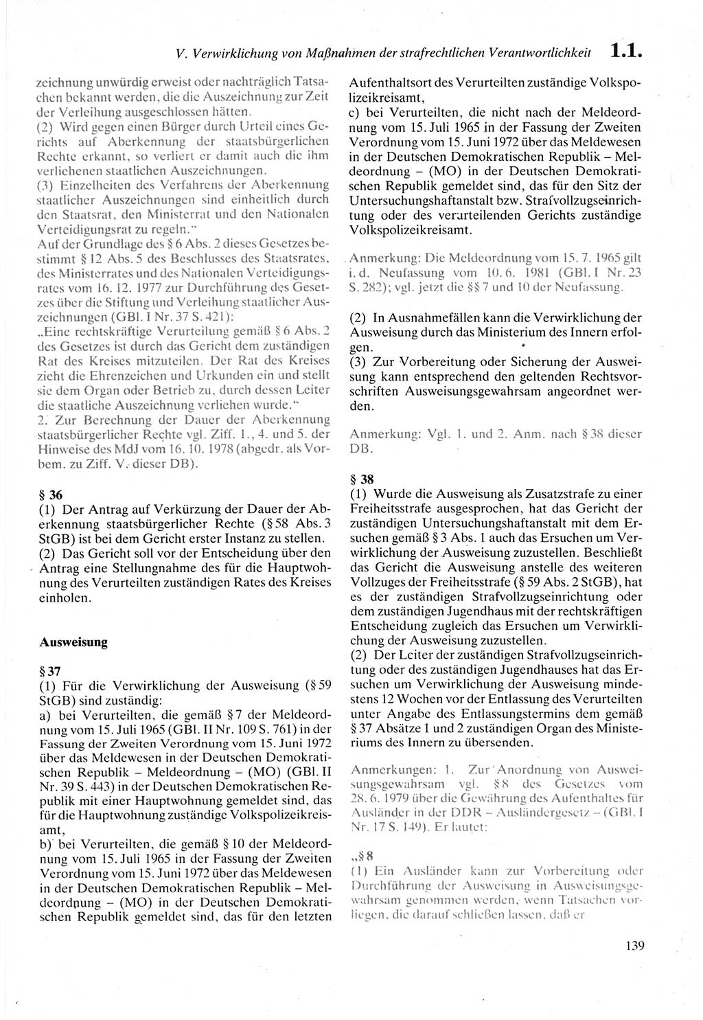 Strafprozeßordnung (StPO) der Deutschen Demokratischen Republik (DDR) sowie angrenzende Gesetze und Bestimmungen 1987, Seite 139 (StPO DDR Ges. Best. 1987, S. 139)