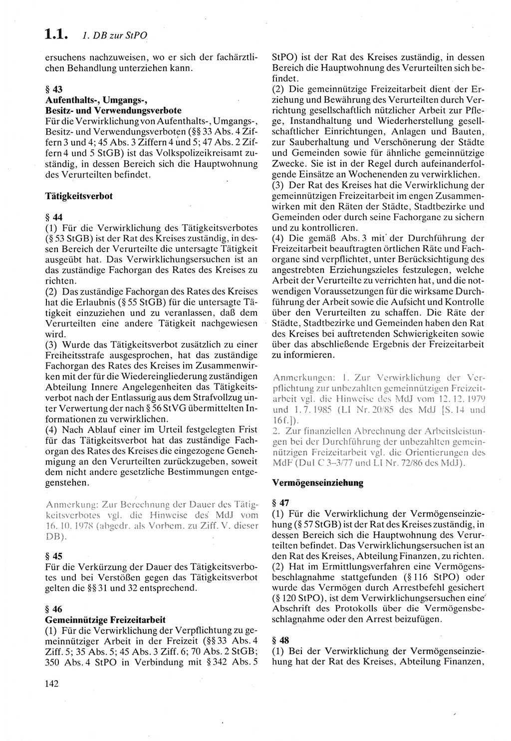 Strafprozeßordnung (StPO) der Deutschen Demokratischen Republik (DDR) sowie angrenzende Gesetze und Bestimmungen 1987, Seite 142 (StPO DDR Ges. Best. 1987, S. 142)