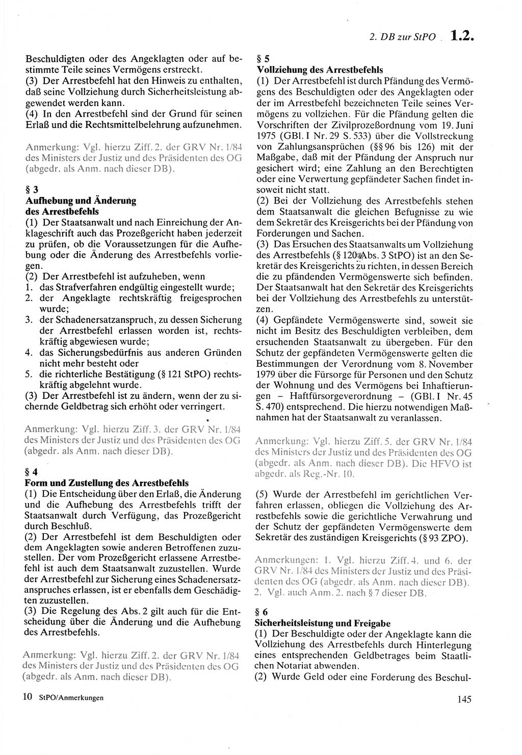 Strafprozeßordnung (StPO) der Deutschen Demokratischen Republik (DDR) sowie angrenzende Gesetze und Bestimmungen 1987, Seite 145 (StPO DDR Ges. Best. 1987, S. 145)