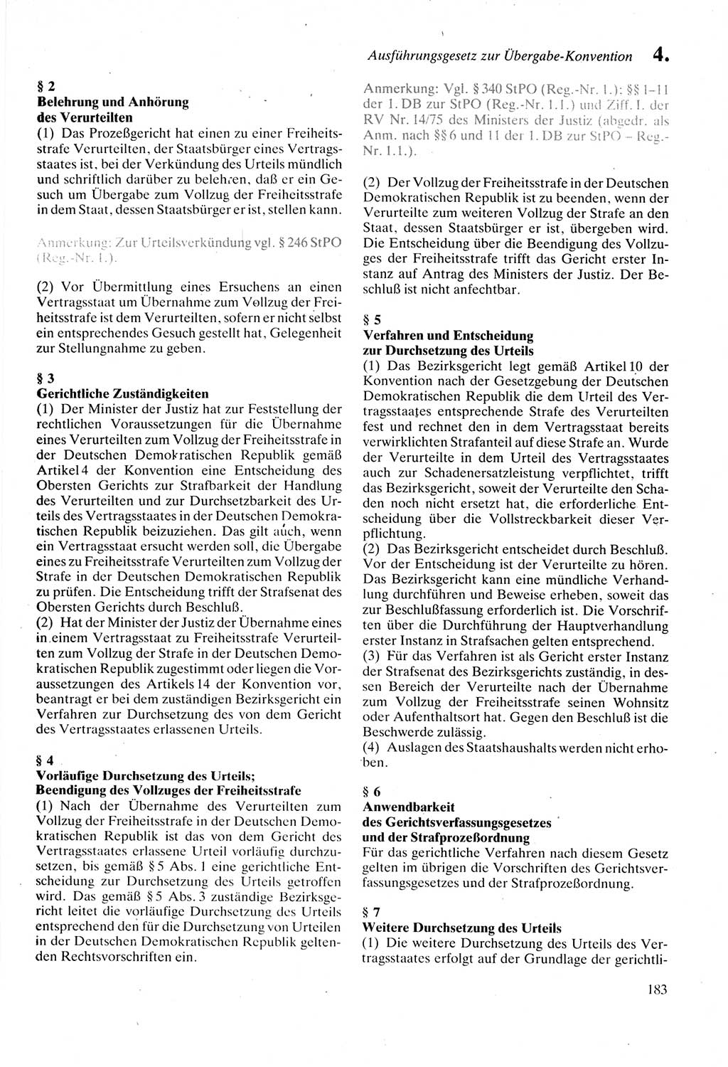 Strafprozeßordnung (StPO) der Deutschen Demokratischen Republik (DDR) sowie angrenzende Gesetze und Bestimmungen 1987, Seite 183 (StPO DDR Ges. Best. 1987, S. 183)