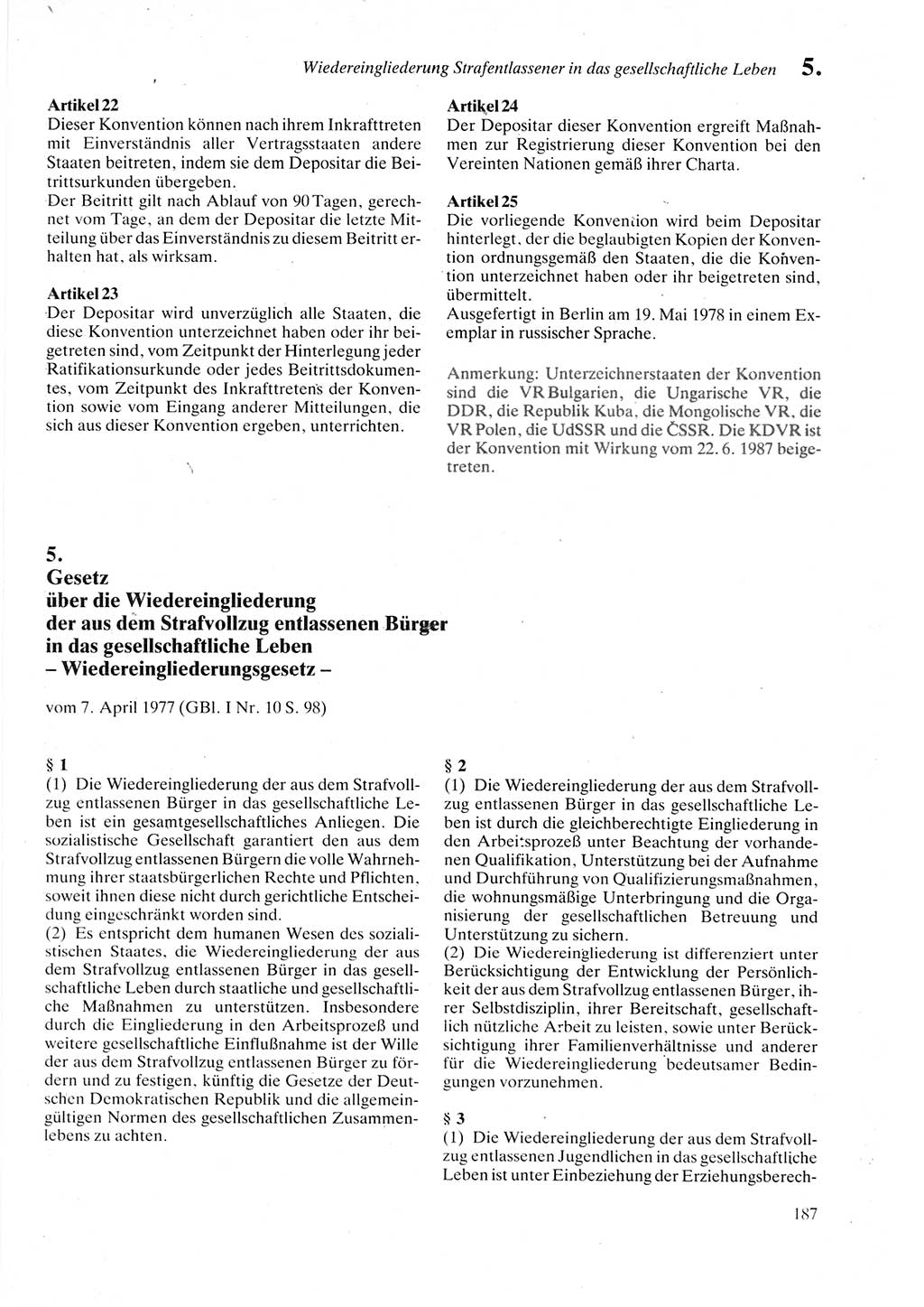 Strafprozeßordnung (StPO) der Deutschen Demokratischen Republik (DDR) sowie angrenzende Gesetze und Bestimmungen 1987, Seite 187 (StPO DDR Ges. Best. 1987, S. 187)