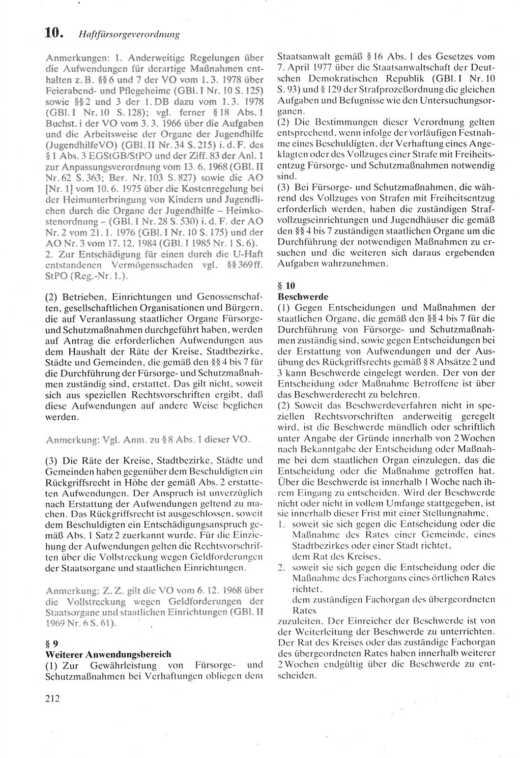 Strafprozeßordnung (StPO) der Deutschen Demokratischen Republik (DDR) sowie angrenzende Gesetze und Bestimmungen 1987, Seite 212 (StPO DDR Ges. Best. 1987, S. 212)