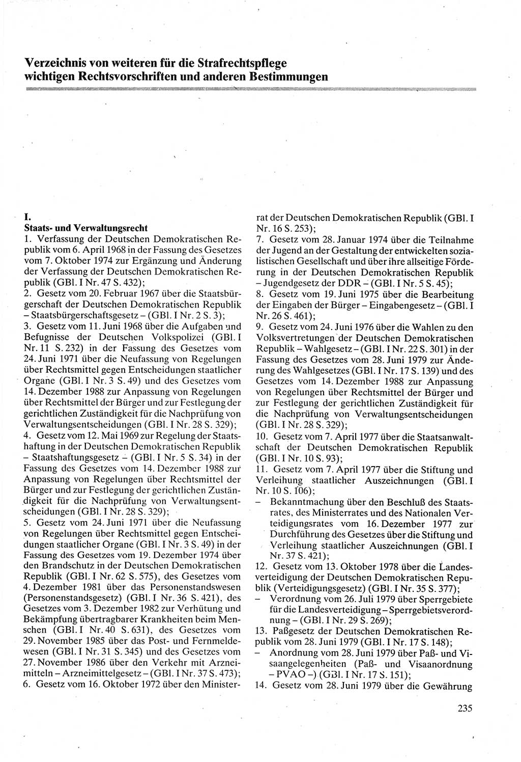 Strafprozeßordnung (StPO) der Deutschen Demokratischen Republik (DDR) sowie angrenzende Gesetze und Bestimmungen 1987, Seite 235 (StPO DDR Ges. Best. 1987, S. 235)