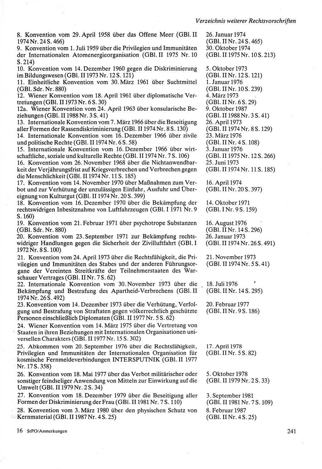 Strafprozeßordnung (StPO) der Deutschen Demokratischen Republik (DDR) sowie angrenzende Gesetze und Bestimmungen 1987, Seite 241 (StPO DDR Ges. Best. 1987, S. 241)