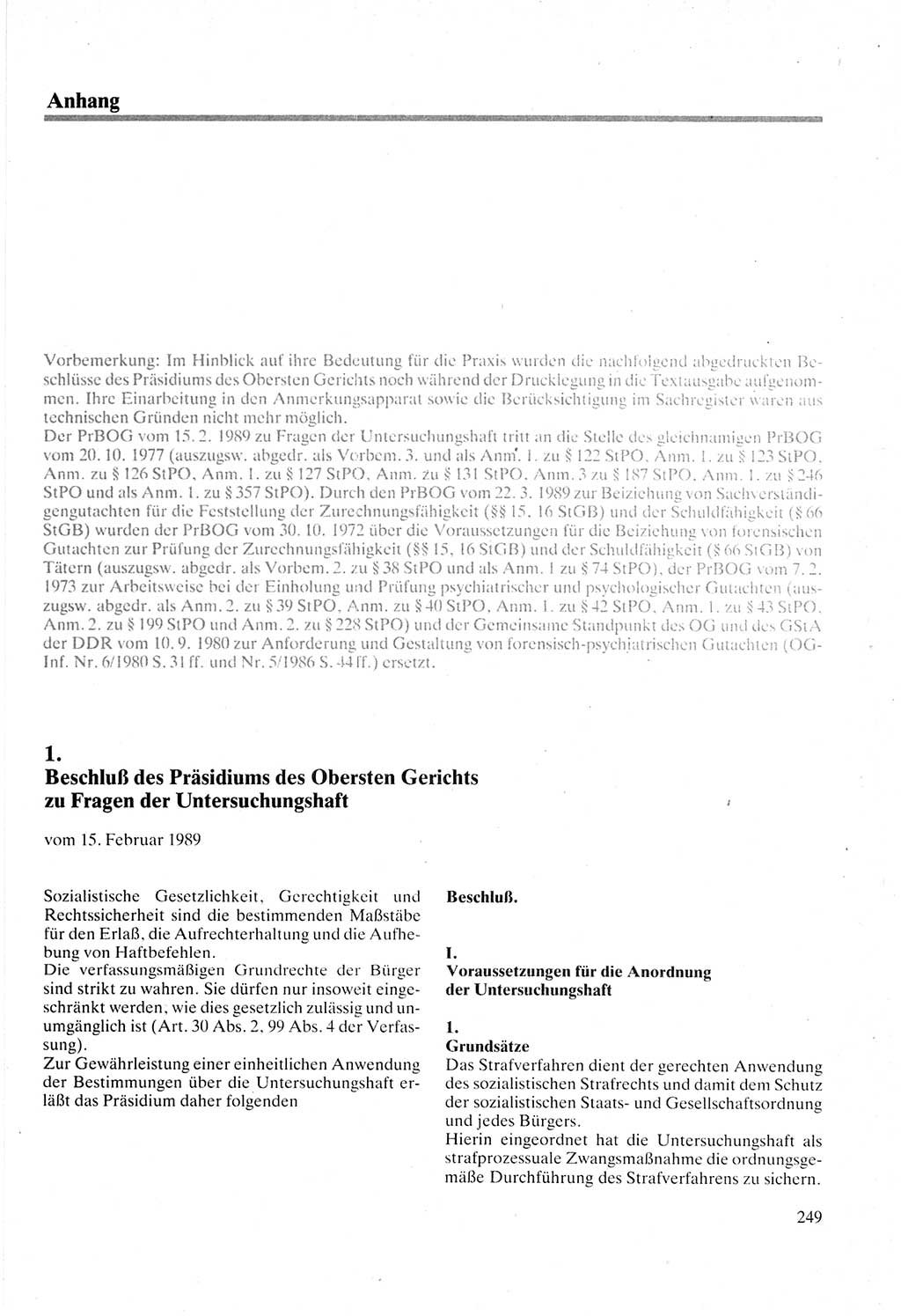 Strafprozeßordnung (StPO) der Deutschen Demokratischen Republik (DDR) sowie angrenzende Gesetze und Bestimmungen 1987, Seite 249 (StPO DDR Ges. Best. 1987, S. 249)