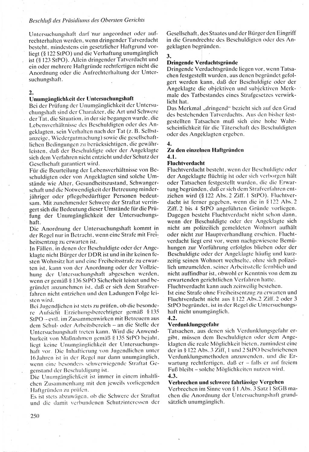 Strafprozeßordnung (StPO) der Deutschen Demokratischen Republik (DDR) sowie angrenzende Gesetze und Bestimmungen 1987, Seite 250 (StPO DDR Ges. Best. 1987, S. 250)