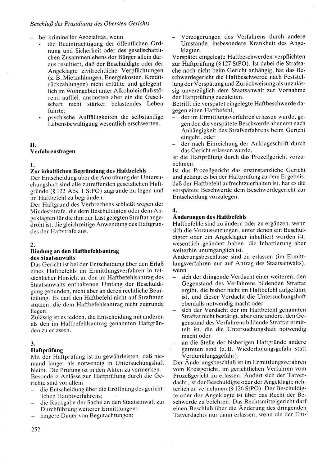 Strafprozeßordnung (StPO) der Deutschen Demokratischen Republik (DDR) sowie angrenzende Gesetze und Bestimmungen 1987, Seite 252 (StPO DDR Ges. Best. 1987, S. 252)