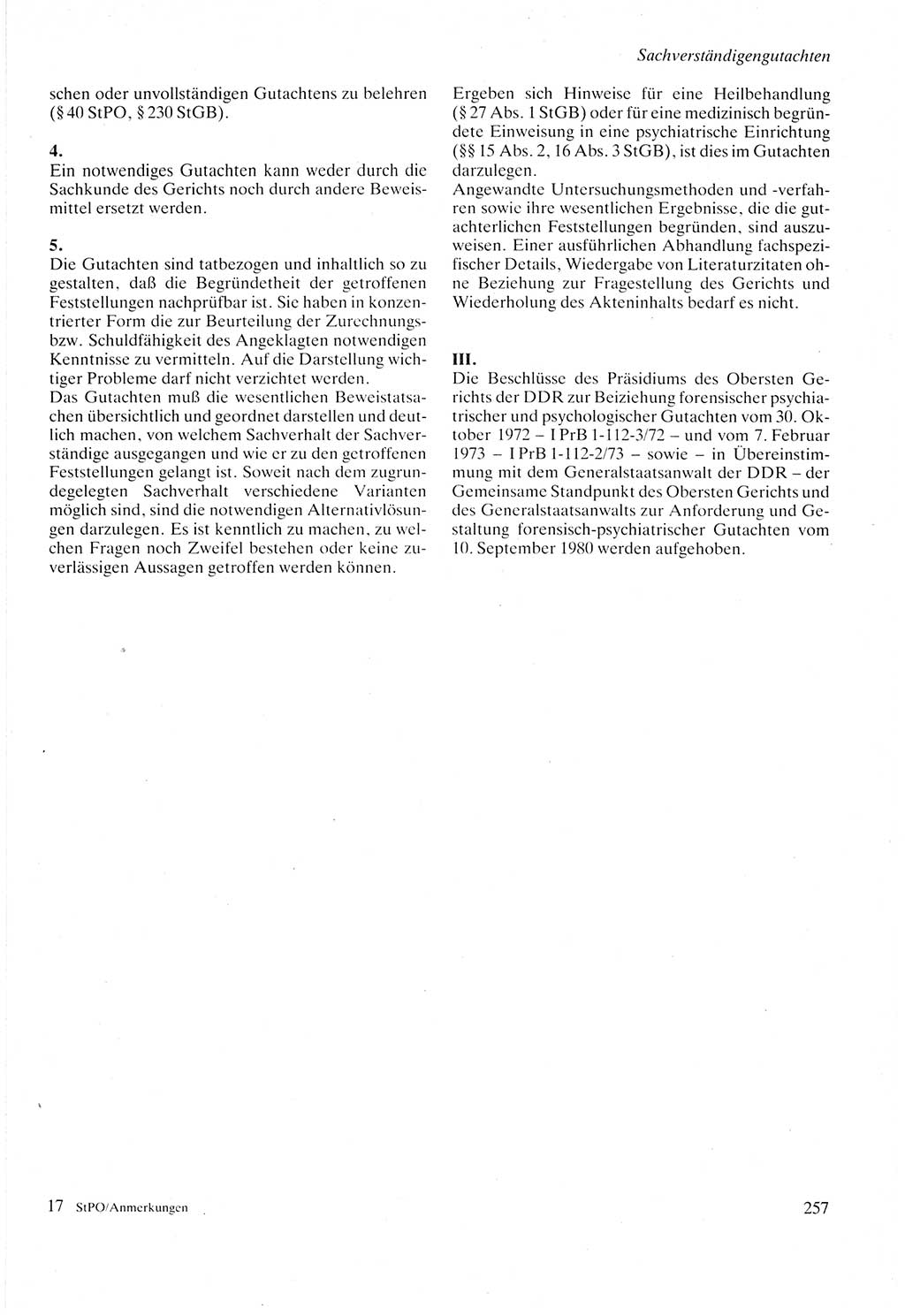Strafprozeßordnung (StPO) der Deutschen Demokratischen Republik (DDR) sowie angrenzende Gesetze und Bestimmungen 1987, Seite 257 (StPO DDR Ges. Best. 1987, S. 257)