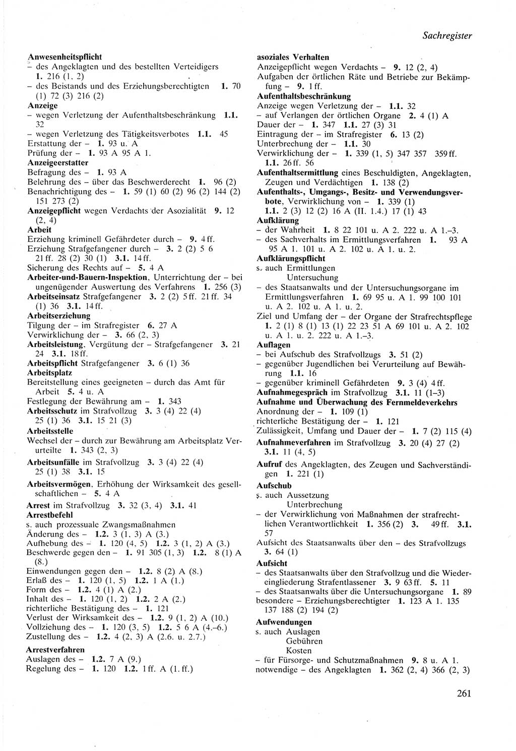 Strafprozeßordnung (StPO) der Deutschen Demokratischen Republik (DDR) sowie angrenzende Gesetze und Bestimmungen 1987, Seite 261 (StPO DDR Ges. Best. 1987, S. 261)