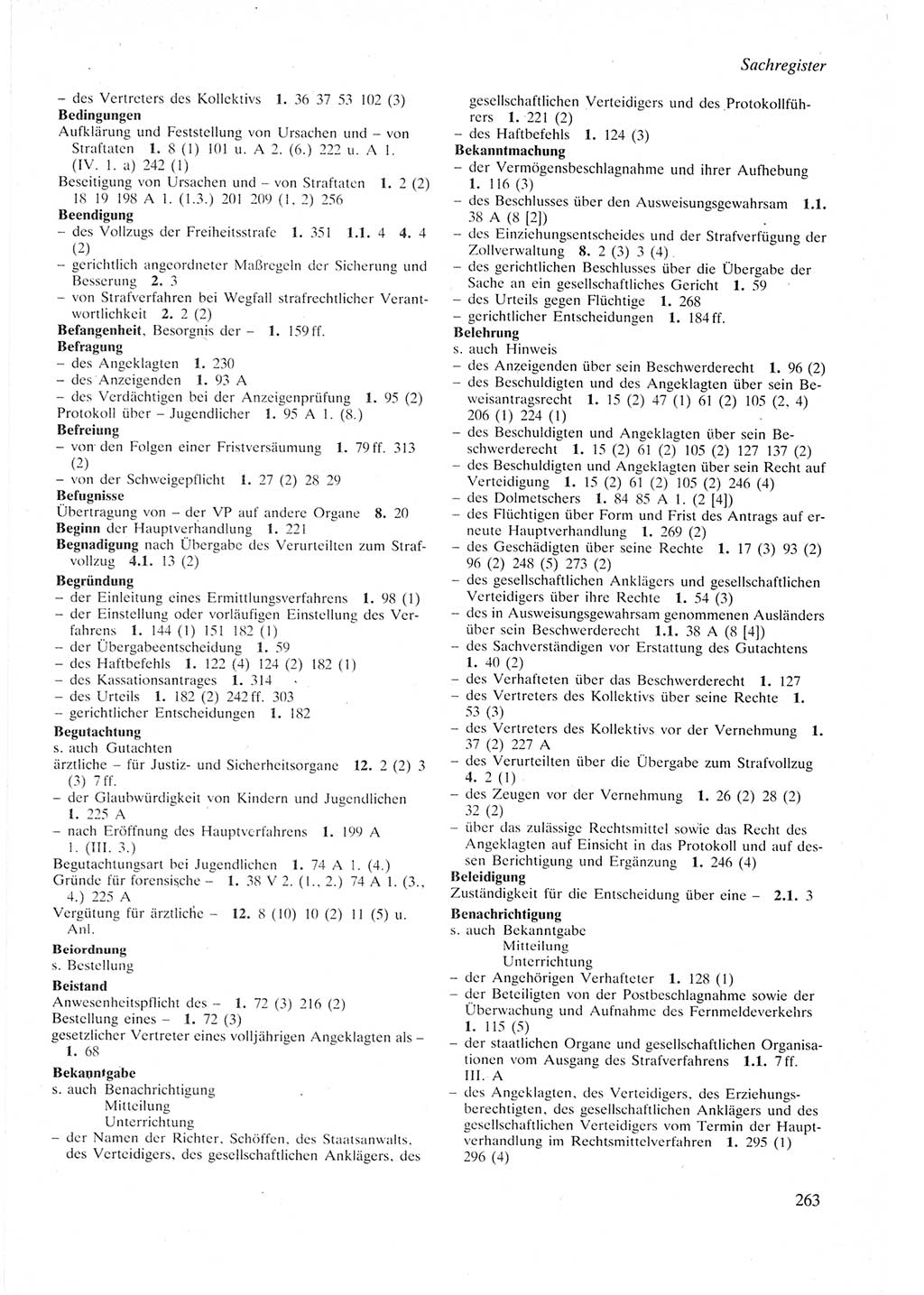 Strafprozeßordnung (StPO) der Deutschen Demokratischen Republik (DDR) sowie angrenzende Gesetze und Bestimmungen 1987, Seite 263 (StPO DDR Ges. Best. 1987, S. 263)