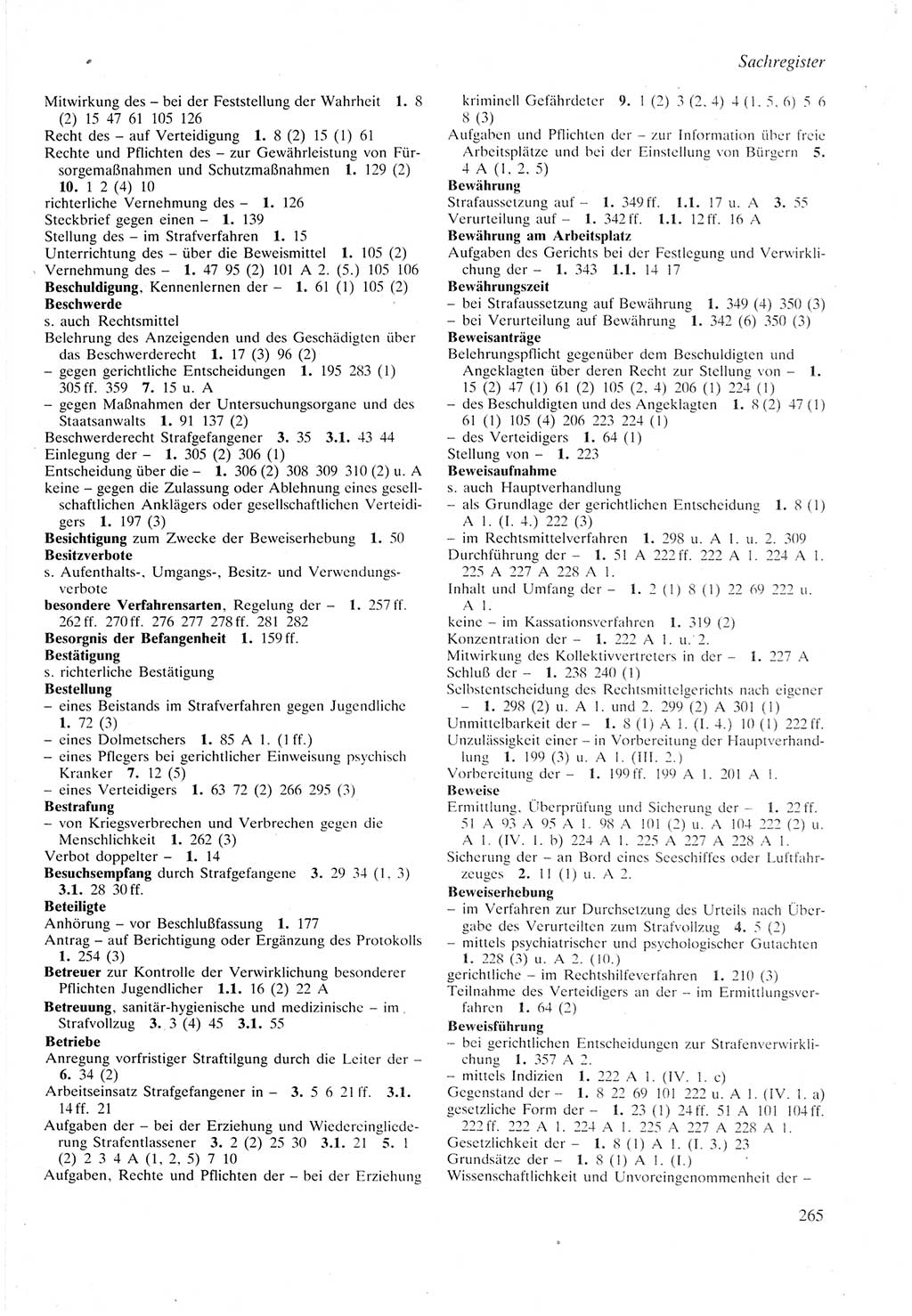 Strafprozeßordnung (StPO) der Deutschen Demokratischen Republik (DDR) sowie angrenzende Gesetze und Bestimmungen 1987, Seite 265 (StPO DDR Ges. Best. 1987, S. 265)