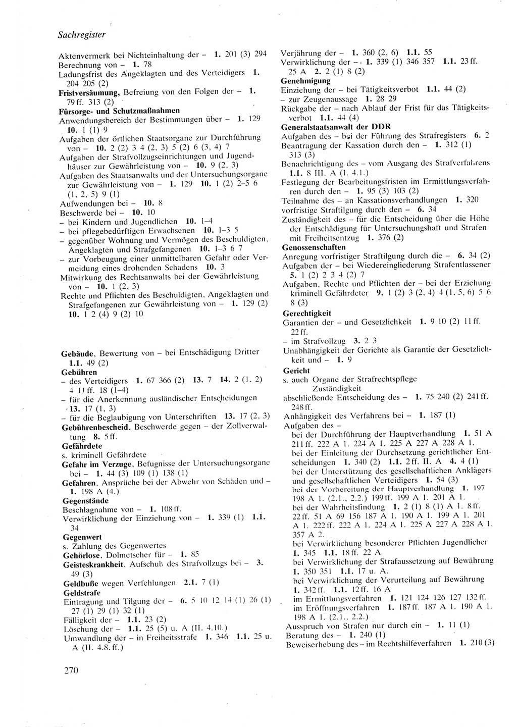 Strafprozeßordnung (StPO) der Deutschen Demokratischen Republik (DDR) sowie angrenzende Gesetze und Bestimmungen 1987, Seite 270 (StPO DDR Ges. Best. 1987, S. 270)