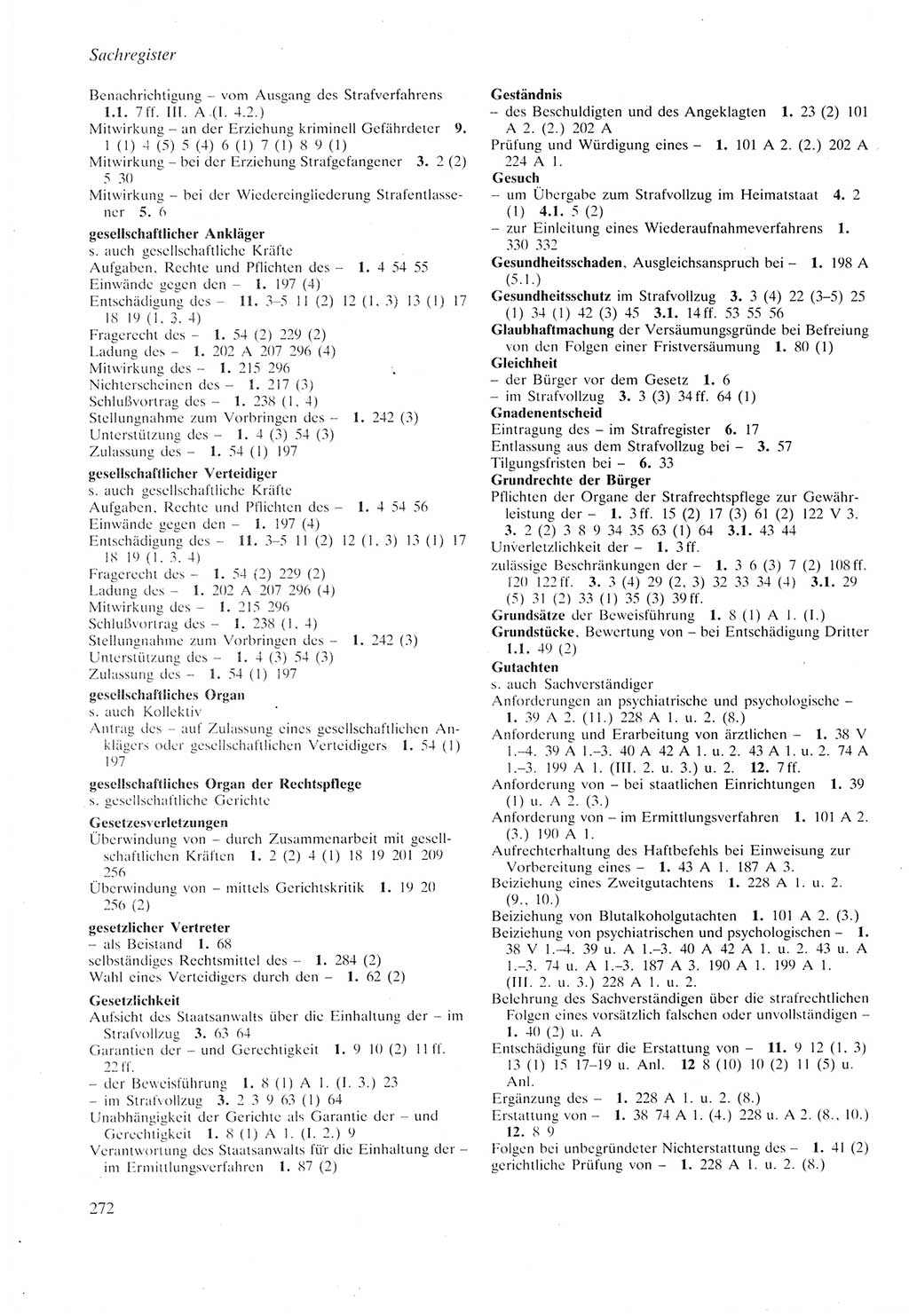 Strafprozeßordnung (StPO) der Deutschen Demokratischen Republik (DDR) sowie angrenzende Gesetze und Bestimmungen 1987, Seite 272 (StPO DDR Ges. Best. 1987, S. 272)