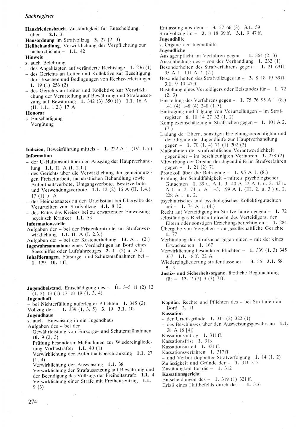 Strafprozeßordnung (StPO) der Deutschen Demokratischen Republik (DDR) sowie angrenzende Gesetze und Bestimmungen 1987, Seite 274 (StPO DDR Ges. Best. 1987, S. 274)