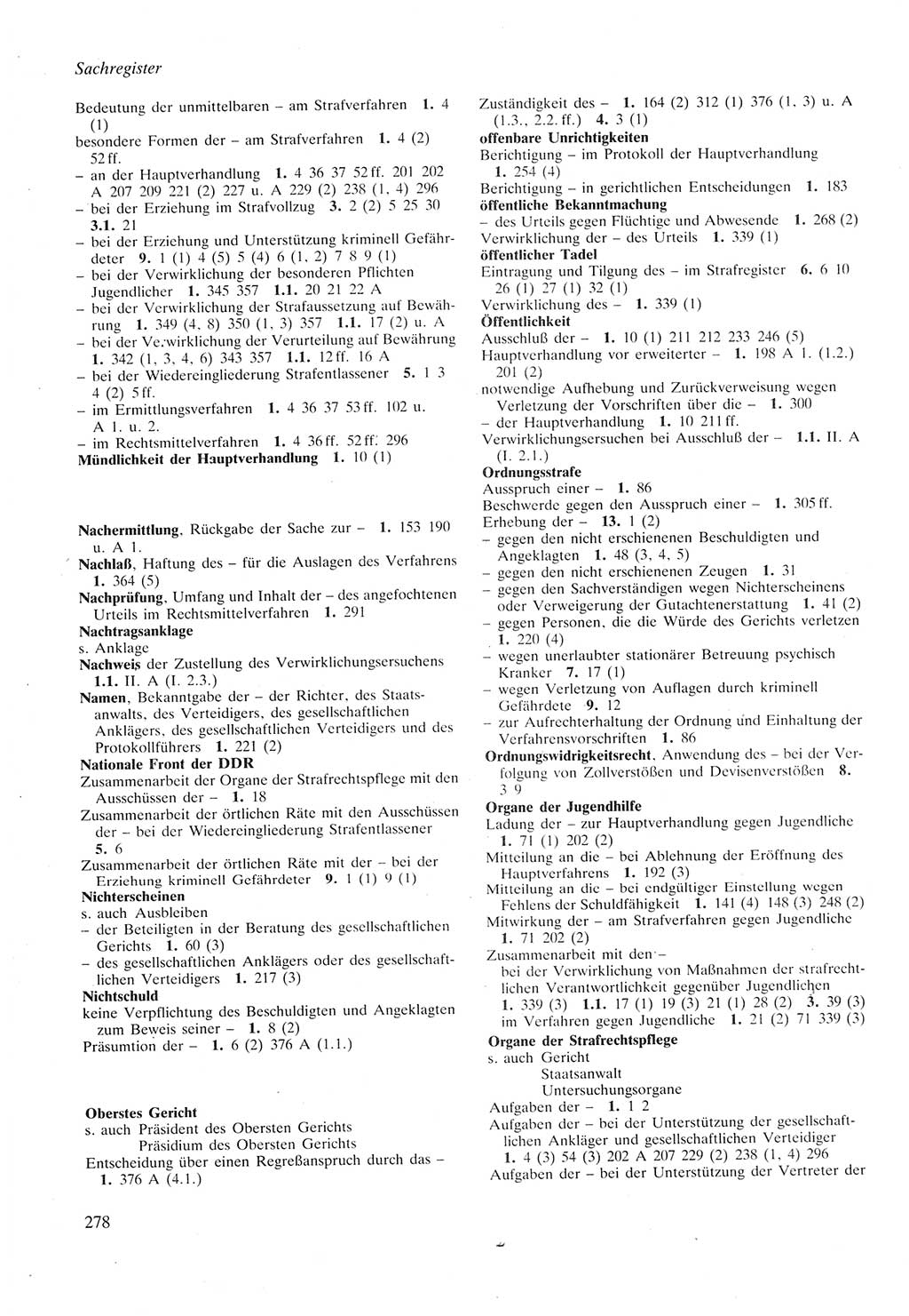 Strafprozeßordnung (StPO) der Deutschen Demokratischen Republik (DDR) sowie angrenzende Gesetze und Bestimmungen 1987, Seite 278 (StPO DDR Ges. Best. 1987, S. 278)
