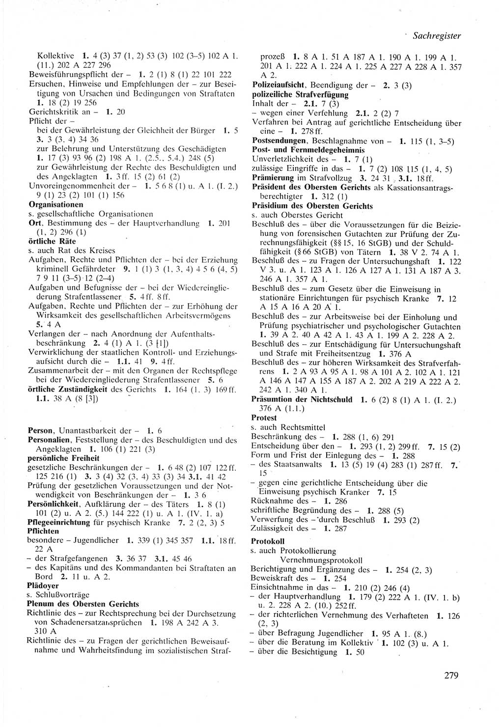 Strafprozeßordnung (StPO) der Deutschen Demokratischen Republik (DDR) sowie angrenzende Gesetze und Bestimmungen 1987, Seite 279 (StPO DDR Ges. Best. 1987, S. 279)